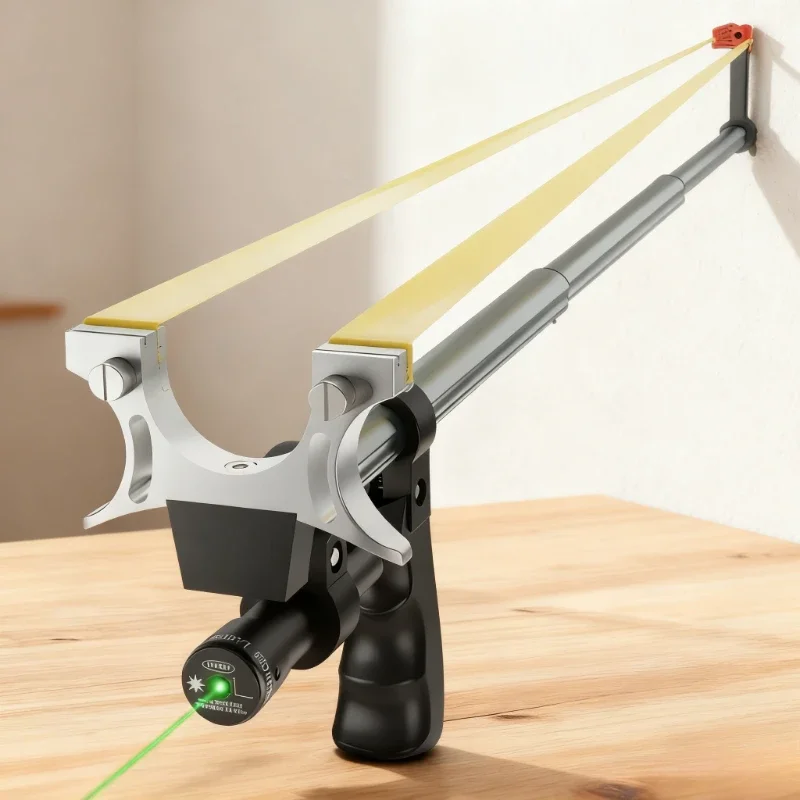 Telescopic Slingsshot High Precision Laser Aiming Long Range Shooting Slingshot Outdoor Hunting Steel Ball Target Paper Set