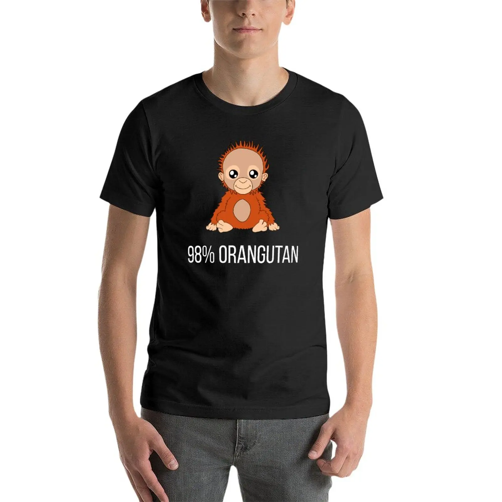 Camiseta de orangután para hombre, camisas estampadas, ropa vintage, 98%