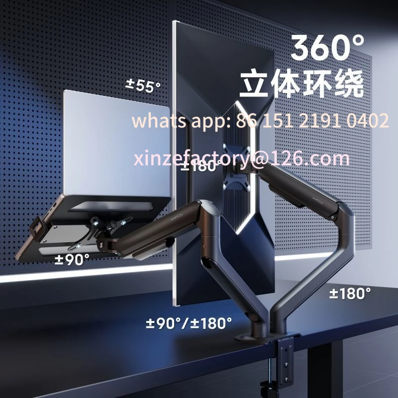 حامل شاشة قابل للتخصيص، شاشة مزدوجة، قاعدة رفع شاشة فرعية للكمبيوتر المحمول من واحد إلى اثنين