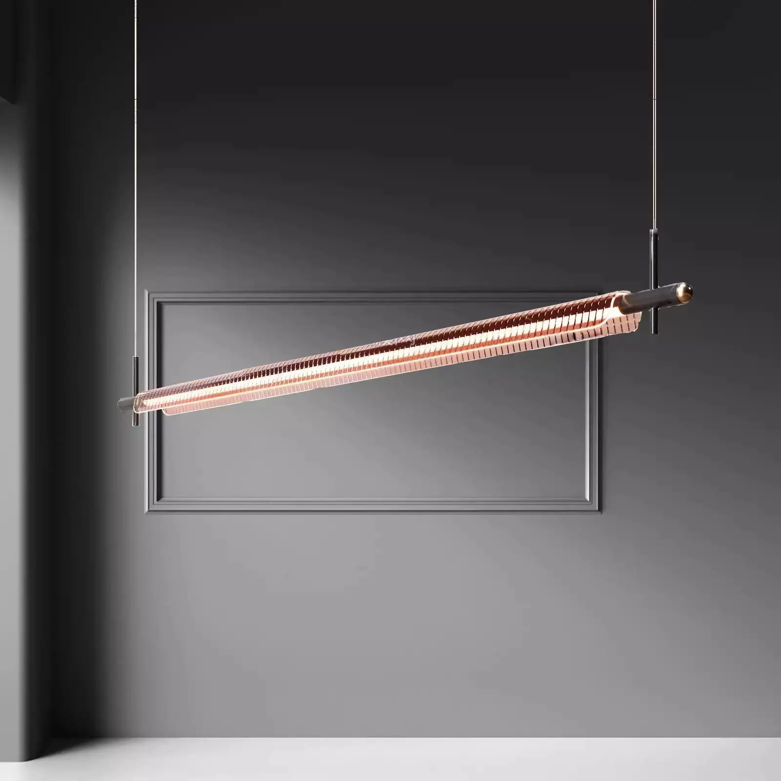 Nordic Minimalist Long Chandelier Creative Restaurant Kitchen Island Bar Counter Pendant Lamp Home