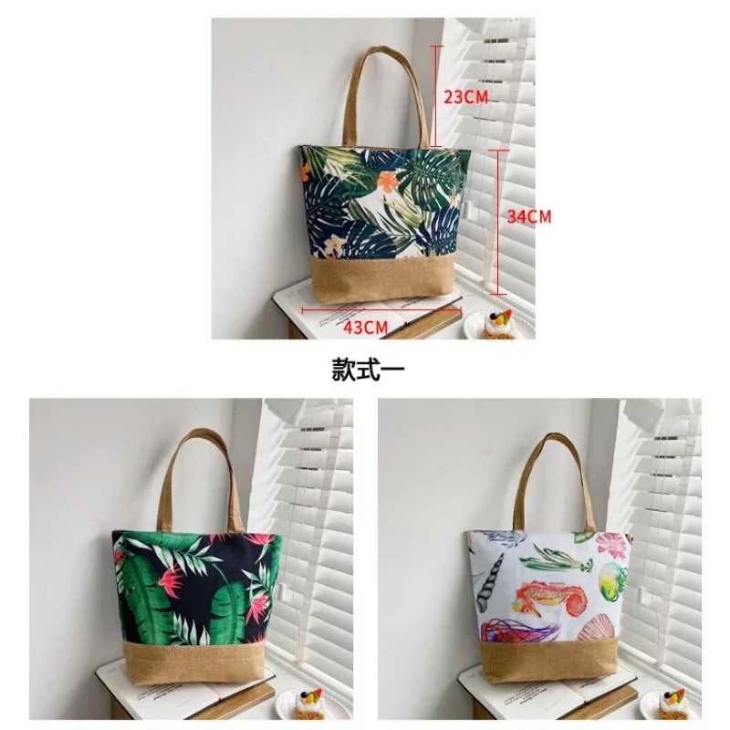 Fashion Folding Women Big Size Handbag Tote Ladies Casual Flower Printing Canvas Graffiti Shoulder Bag Beach Bolsa Feminina