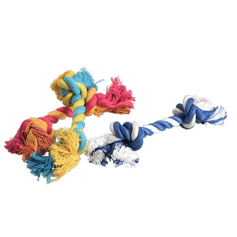 20pcs Dog Toy Pet Molar Bite-resistant Cotton Rope Knot Dog Puppy Relieving Stuffy Cleaning Teeth Pet Chew Toys Random Color