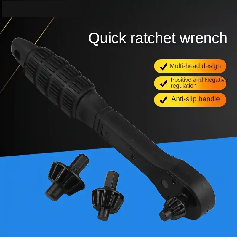 chiave per mandrino, seconda generazione aggiornata, chiavi a testa intercambiabili, cricchetto rapido a 3 velocità, rotazione anteriore e posteriore, antiscivolo