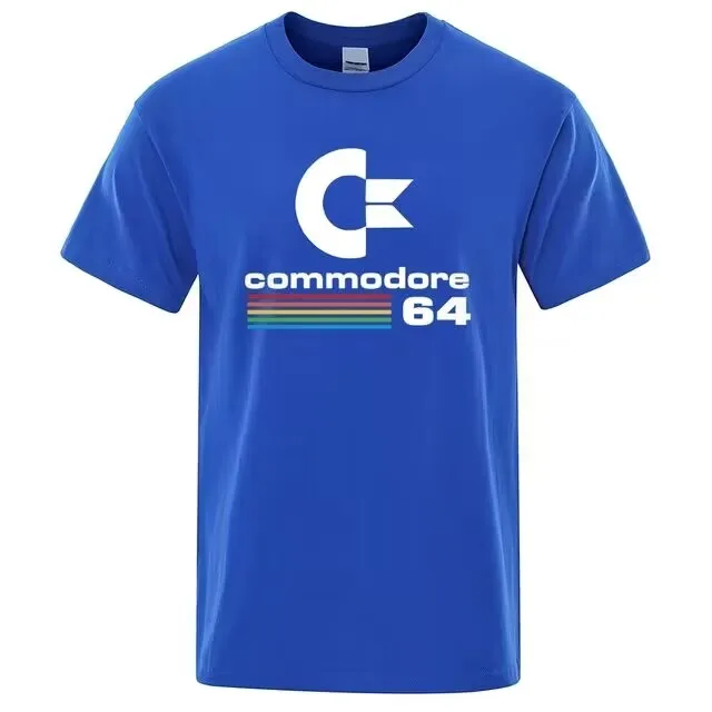 Summer Commodore 64 Print T Shirt C64 SID Amiga Retro Cool Design Street Short Sleeve Top Tee Cotton Clothing Loose Men T-shirts