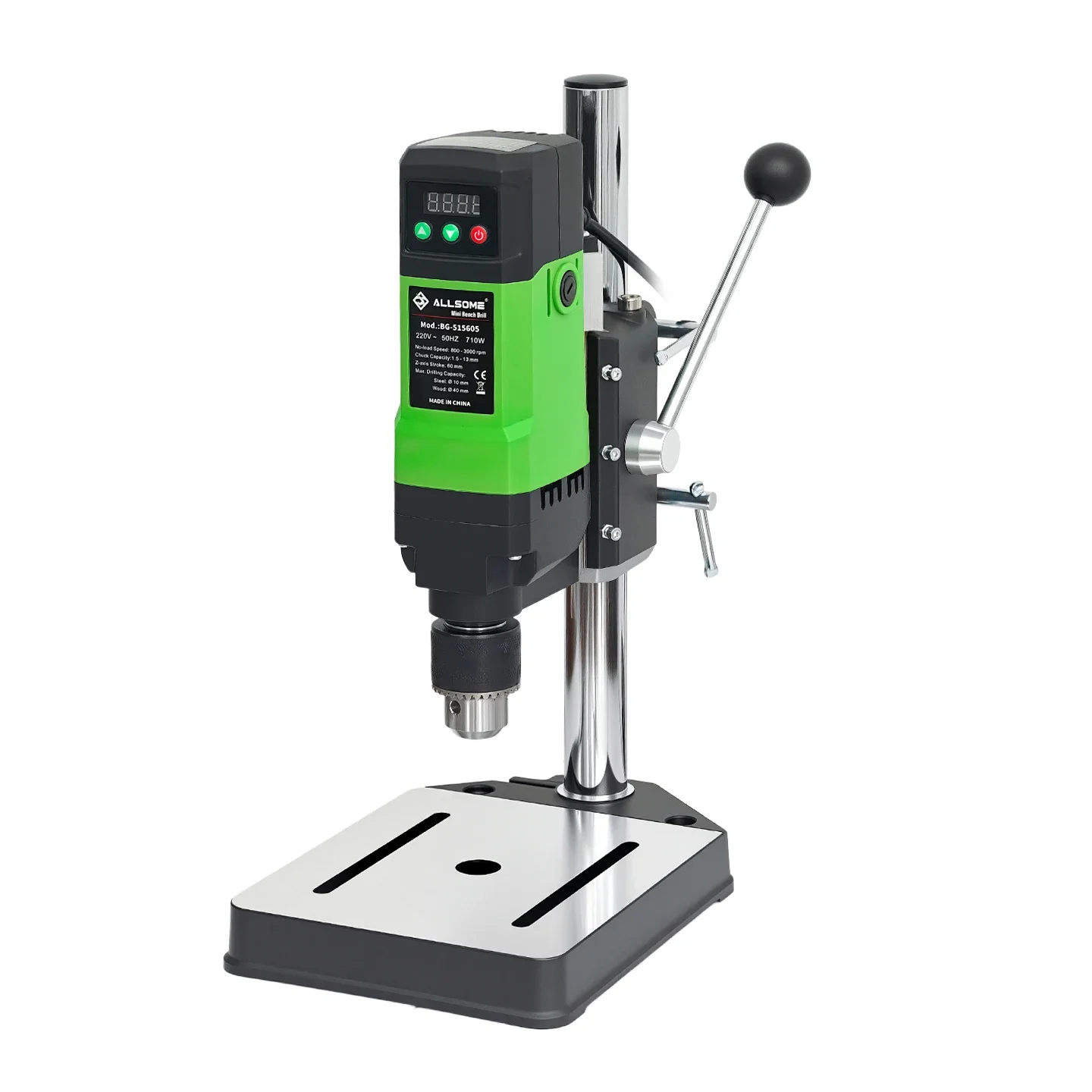 ALLSOME 710W Tischbohrmaschine, 800-3000 U/min Bohrmaschine mit variabler Geschwindigkeit, 1,5-13 mm Bohrfutter