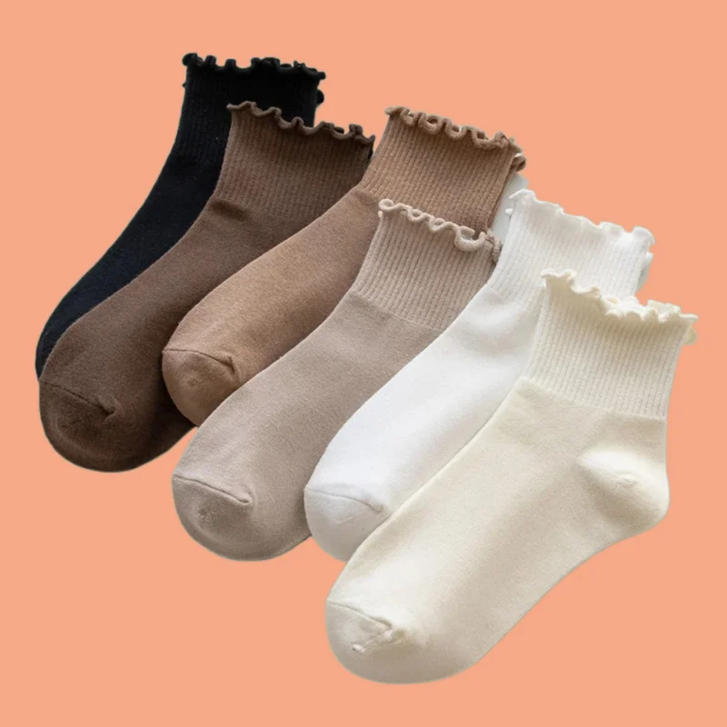 

3/5/10 Pairs Cute New Summer Style Breathable Girls Short Socks Solid Color Frilly Ruffle High Quality Socks For Women New Socks