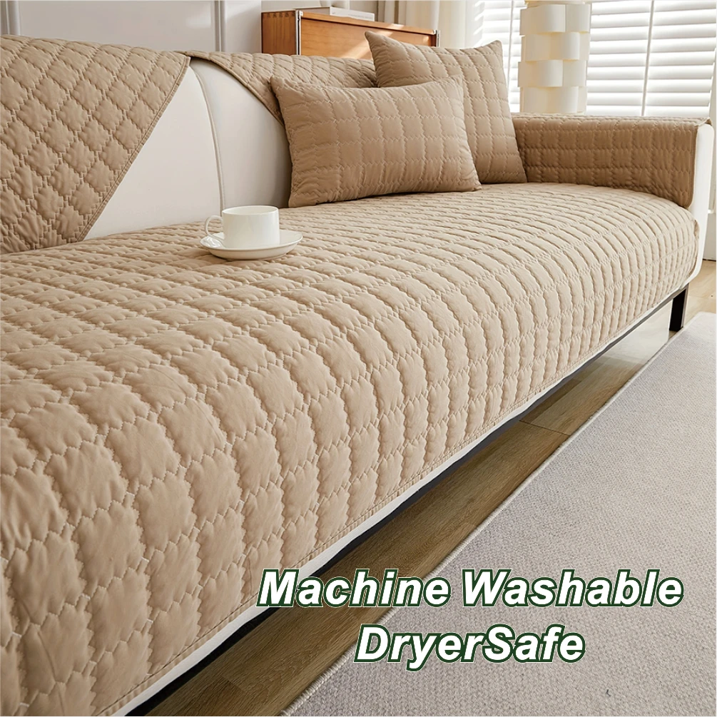 Solid Color Checkered Anti Slip Sofa Cushion Soft and Comfortable Machine Washable Pet Friendly Suitable for All Seasons