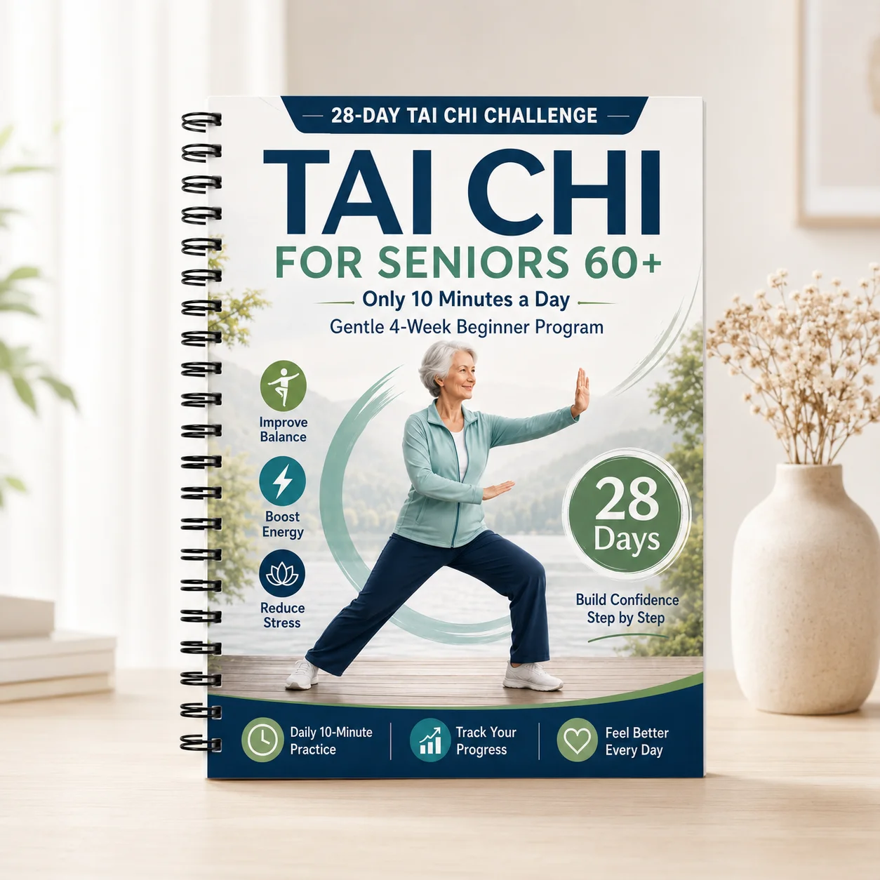 28-Day Tai Chi for Seniors 60+, Gentle 10-Minute Daily Begin
