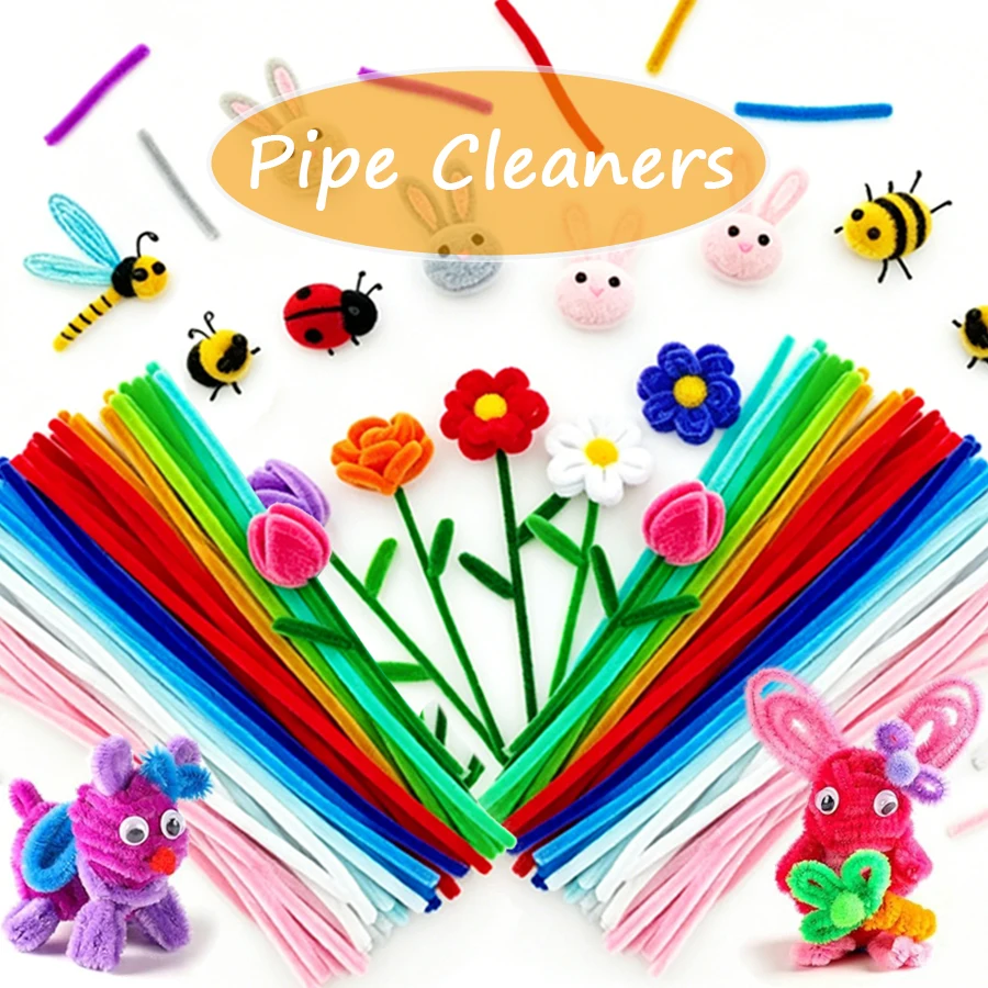 150/350/500pcs Flexible Pipe Cleaners Chenille Stems, Soft Twist‑able Handicraft Material, DIY Supply for Flower Crafting,XJM view 3