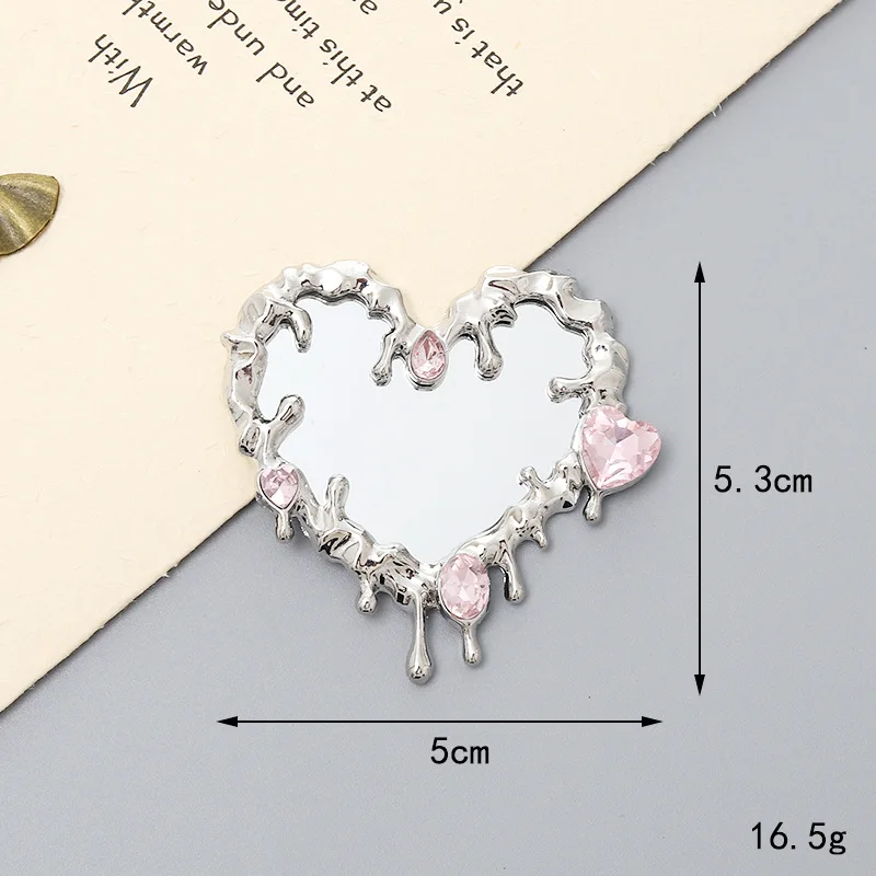 1 pz Custodia per telefono con specchio Y2K in metallo liquido Accessorio fai da te Specchio a forma di farfalla a forma di cuore irregolare con gocce fluide Artigianato di design