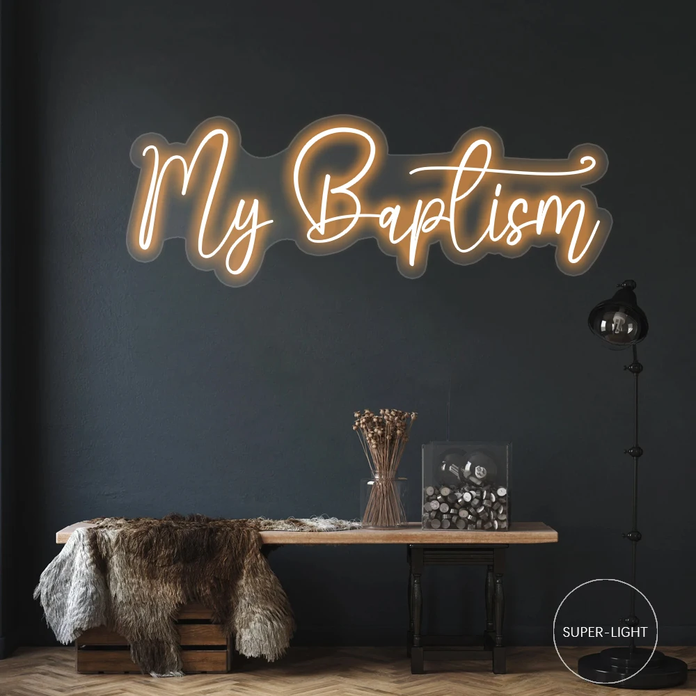 My Baptism Neon Sign, Custom Bar Decoration Neon Light Sign, Personalized Neon Bar Signs For Decor, Baptism Home Bar Decoration