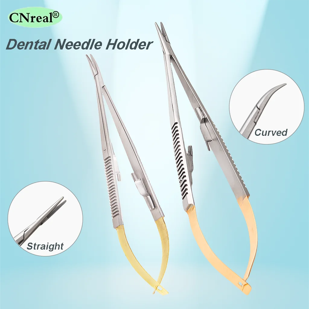 Straight/Curved Castroviejo Needle Holders With Lock Dental Implant Holding 14/16cm Orthodontic Forcep Plier Dentist Instruments