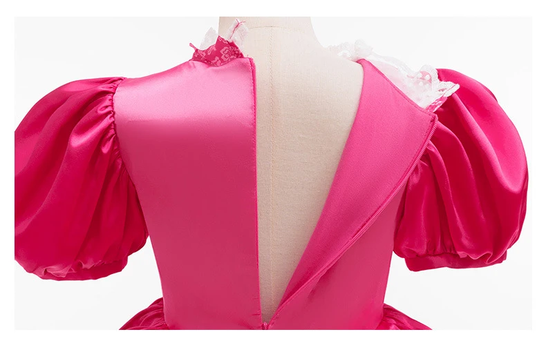 Mädchen Videospiel-Prinzessinnenkleid Zartes Spitzenkleid mit Blumenmuster Karneval Pfirsich Rollenspiel-Kostüm Kinder Galaxie-Abenteuer Film-Outfit – Detail 5