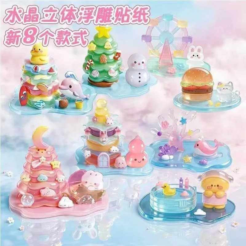 

Super 8 relief stickers stacked music girl handmade DIY small ornament 3D decompression decorative children's puzzle sticker