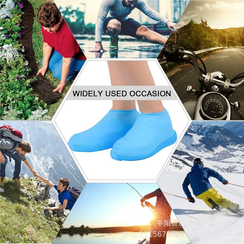 Sepatu Bot Hujan Silikon Uniseks, Sarung Sepatu Bot Tahan Air Antiselip Tahan Aus Dapat Digunakan Kembali