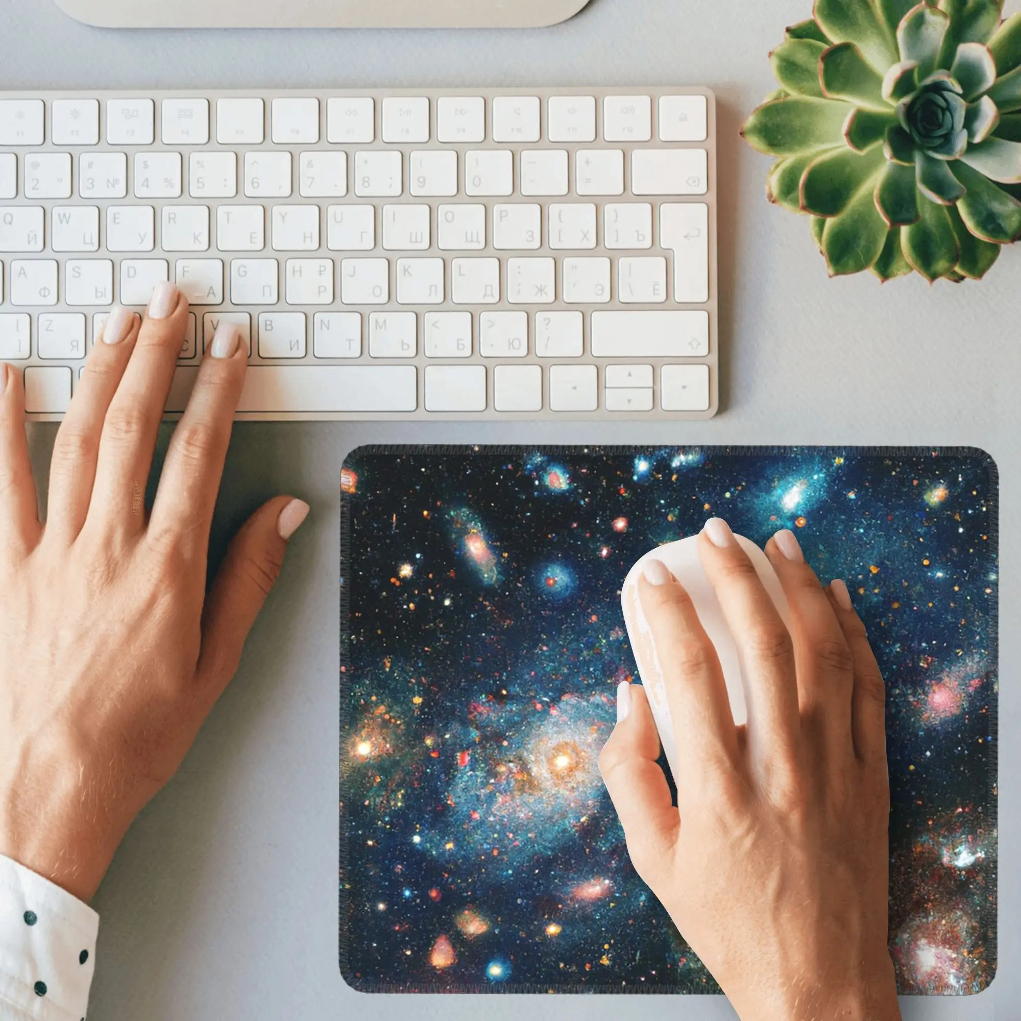 تلسكوب الفضاء من جيمس ويب - وسادة ماوس سديم جالاكسي ولوحة مفاتيح الكمبيوتر وحصيرة الماوس للكمبيوتر الشخصي والكمبيوتر المحمول وحصيرة طاولة المكتب