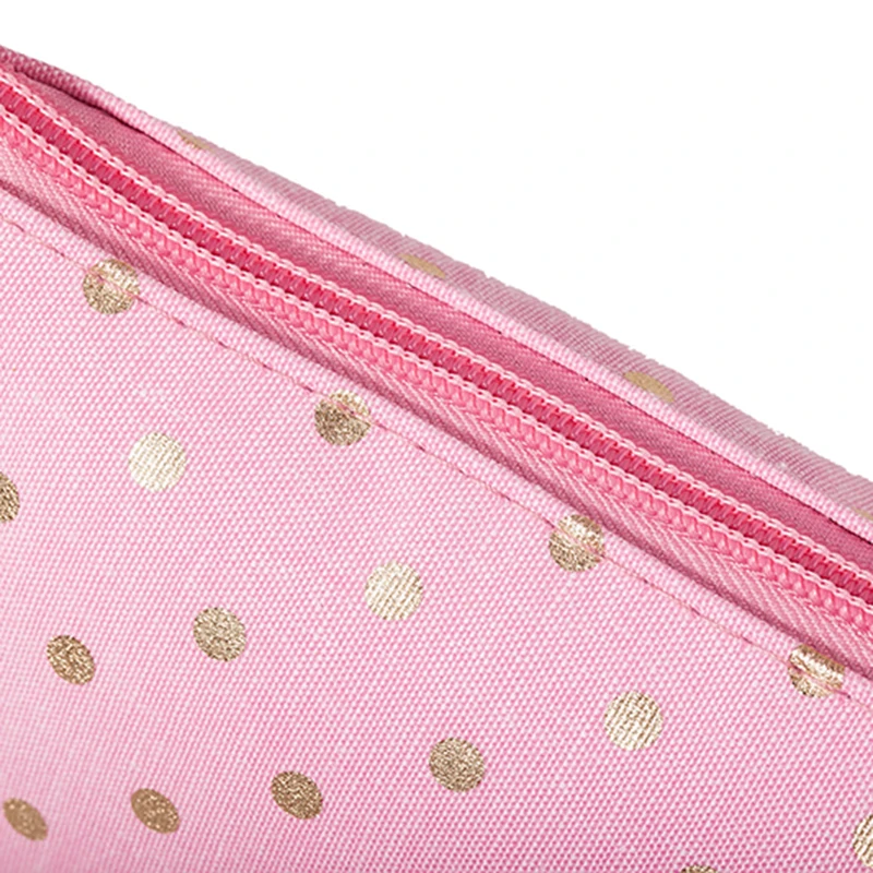 Casual Hand Carry Cosmetic Bag Waterproof Canvas Wavelet Dot Wash Storage Pouch