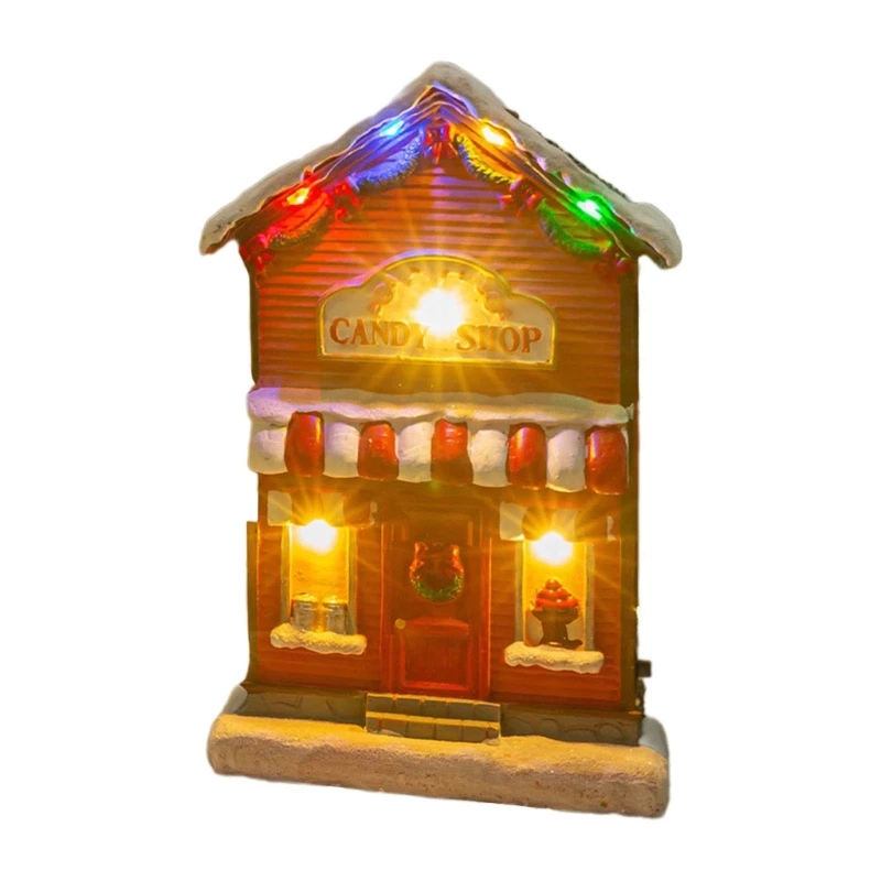 Festive Tabletop Christmas Houses Decoration with Melodics Tune and LED Glowing