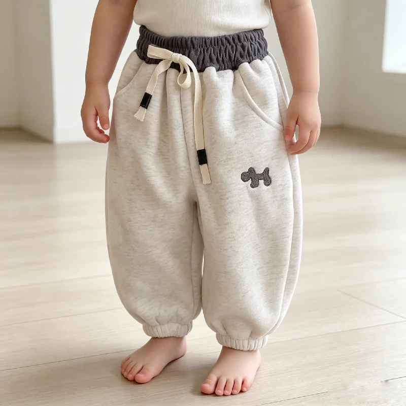 Boys Girls Thick Fleece Pants Winter New Children Plus Velvet Warm Straight Trousers Kids Loose Casual Thermal Long Pants 2-14Y