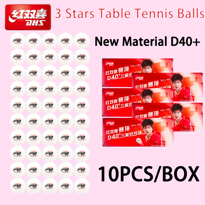 

3 звезды D40+ оригинальные DHS мячи для настольного тенниса ABS, новый материал, 10 шт./кор., мячи для пинг-понга со швом, одобренные ITTF для тренировок