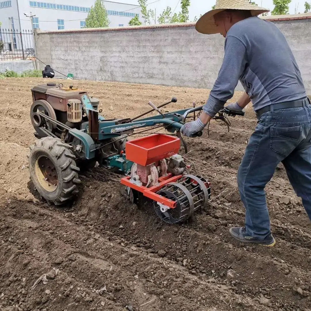

Hand tractor with peanut seeder, peanut fine seeding, agricultural peanut harvester.