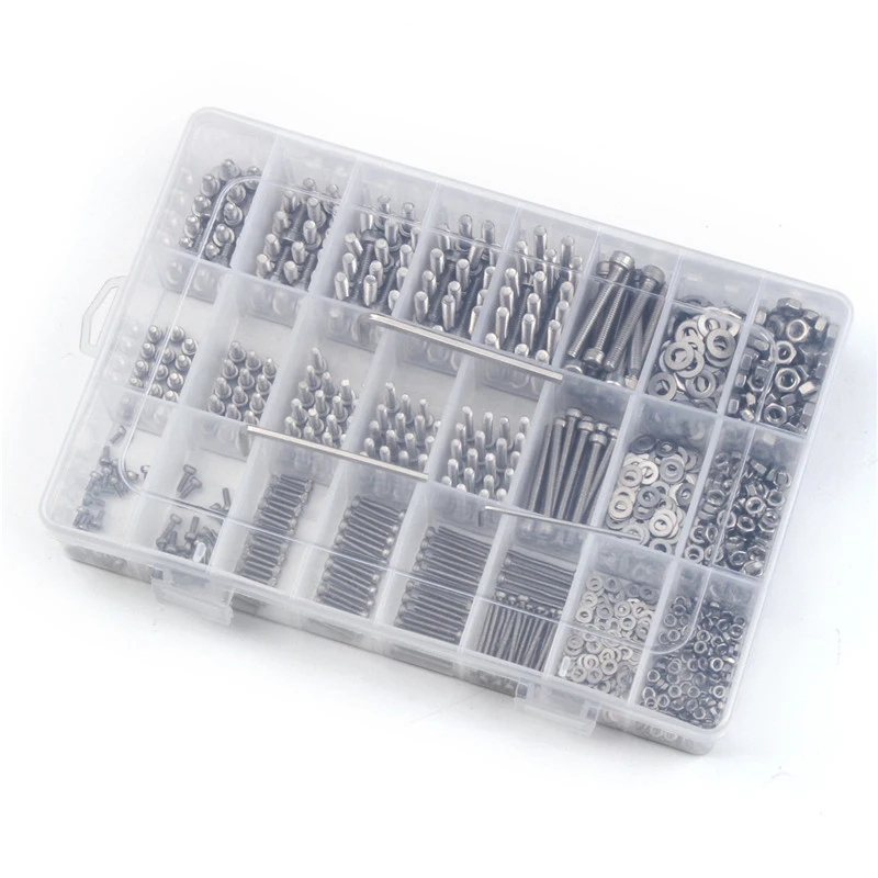 1080PCS M2/M3/M4 Stainless Steel Hex Socket Bolt And Nuts Set Fastener Hardware Hexagon Socket Head Cap Screws Flat Washer With