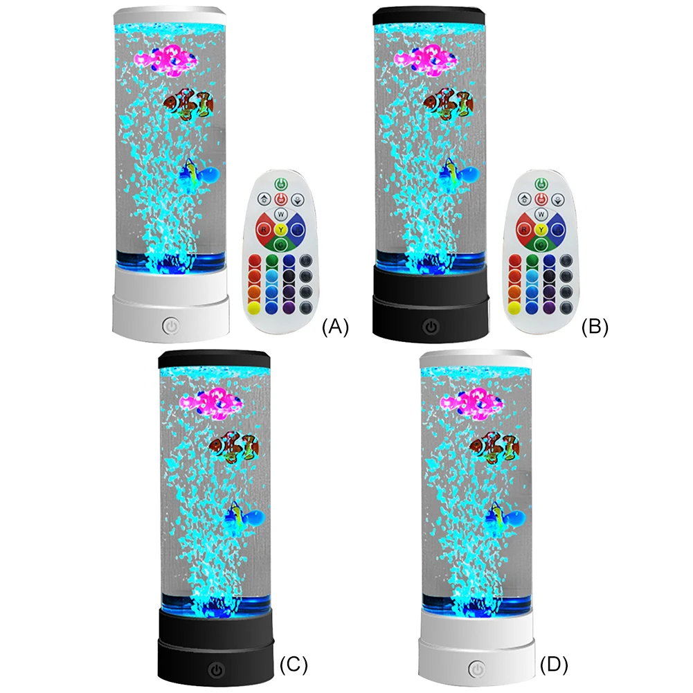 Bubble Fish Lamp Battery/USB Powered Sensory Bubble Tube Lamp Fake Fish Tank with Aquarium Night Light LED Bubble Fish Lava Lamp