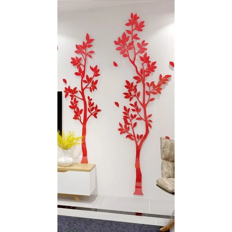 

Free Shipping Wall Stickers Cartoon Tree Mirror Surface Stickers Room Decor Pastoral DIY Acrylic 3D Wallpaper Home Decoration