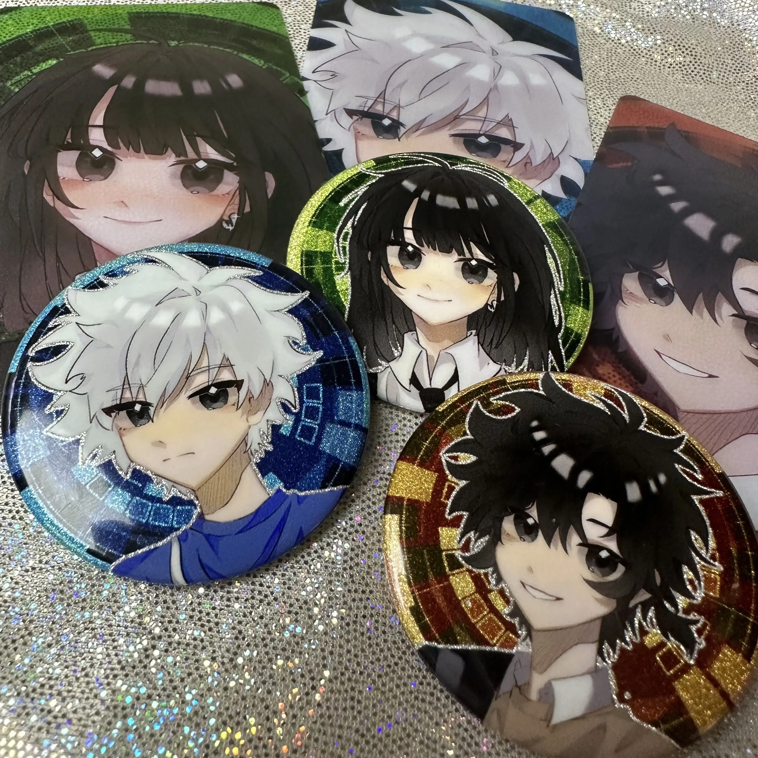 Anime Shiguang Daili Ren Cheng Xiao Shi Lu Guang Cosplay Link Click Cartoon Badge Brooch Pins Cosplay Collection Spuare Cards