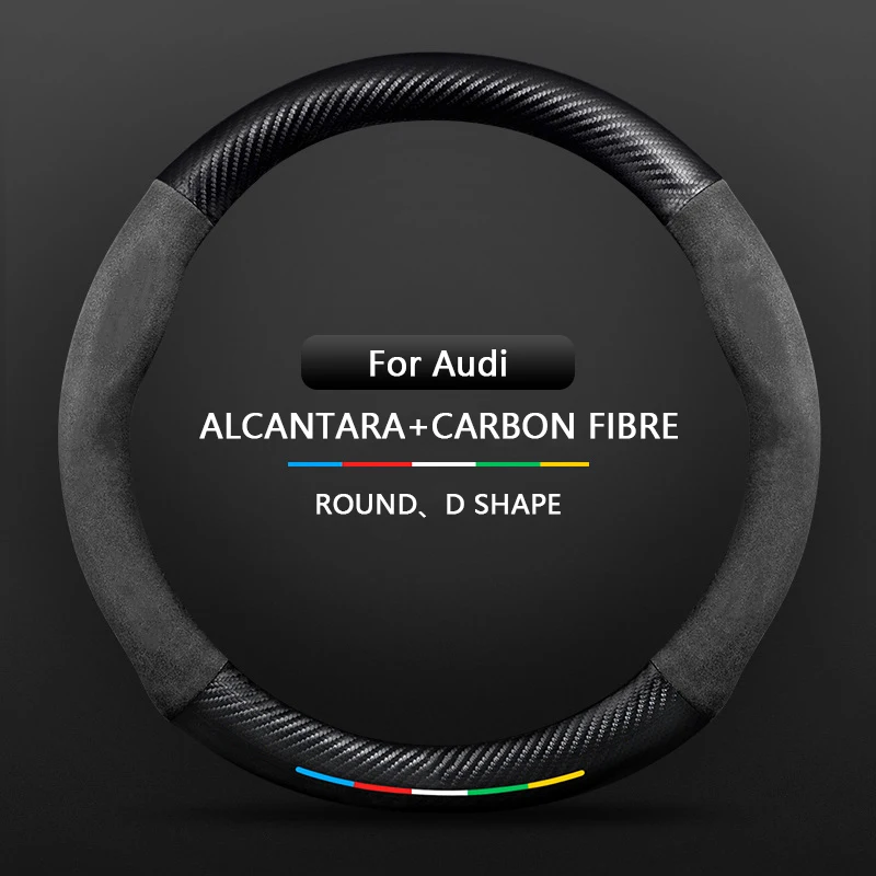 

Car Non-Slip Carbon Fiber Suede Steering Wheel Cover For Audi A3 A4 A5 A6 A7 A8 Q1 Q2 Q3 Q5 Q7 Q8 S3 S4 S5 S6 RS3 RS4 RS5 RS6 TT