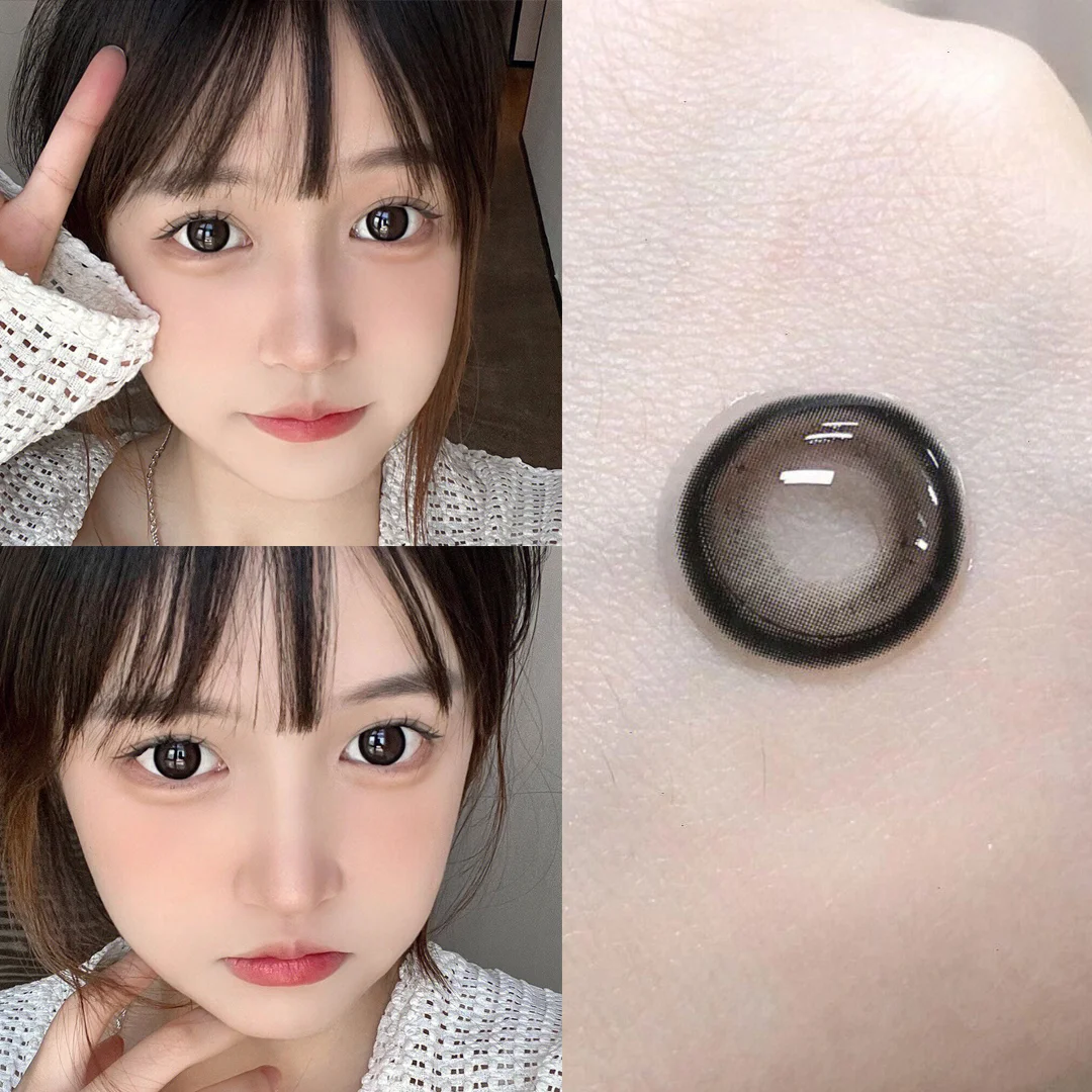 1pair/2pcs Fashion Color Contact Lens Men Grey Natural Daily Student Lens Round Soft Lens Year Color Cosmetics Fast Shipping New