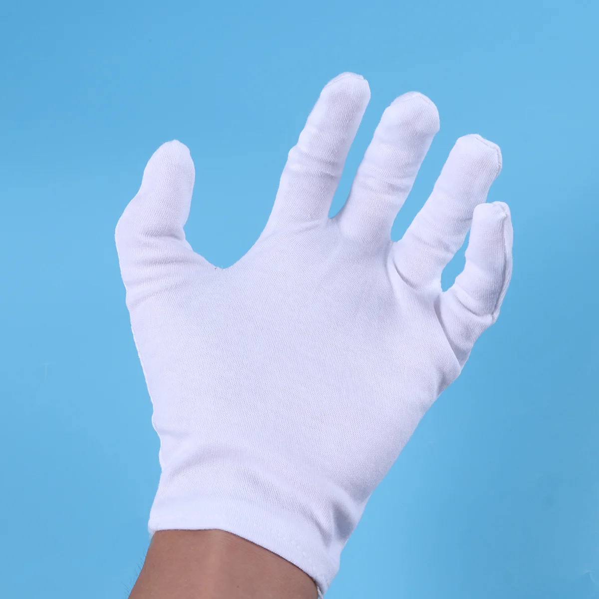 12 زوجًا من قفازات العمل القطنية السميكة لحماية الغبار المرنة من أجل التعامل مع قفازات قطنية لبطانة التجميل #3