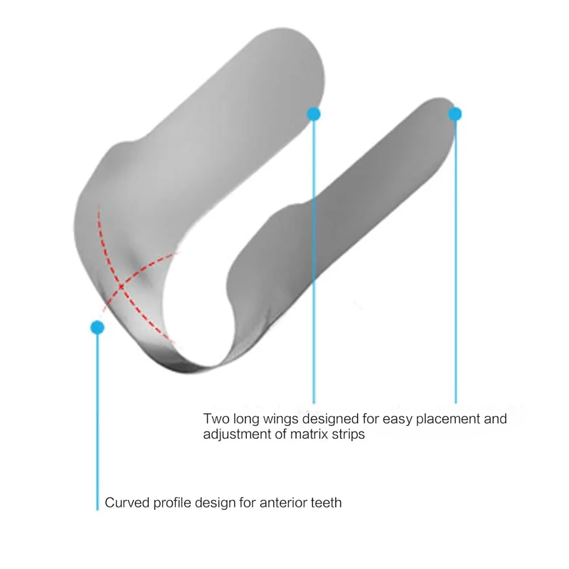 Bandes de Matrices Métalliques Frontales Profilées Dentaires, Bande Bleue Dominative en Résine, Matériaux de Dentiste