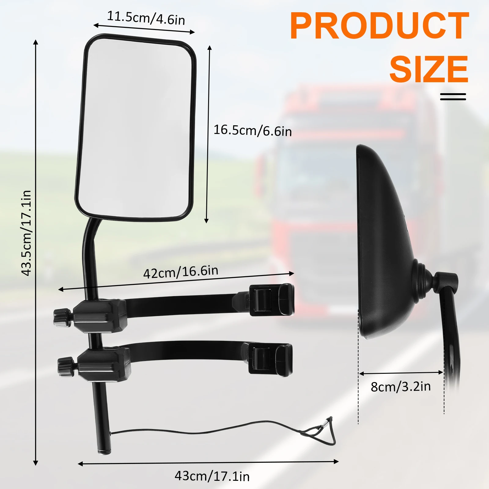 1 Pair Universal Caravan Trailer Car Towing Mirror Adjustable Tow Mirror Extension Strap Side Rear View Mirrors Towing Mirrors view 5