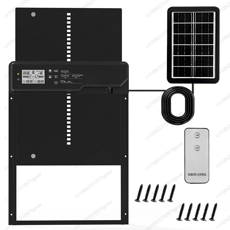 Auto Solar Chicken Coop Door Light Sensitive Timing Control LCD Screen Automatic Lift Gate for Farm Backyard Poultry House