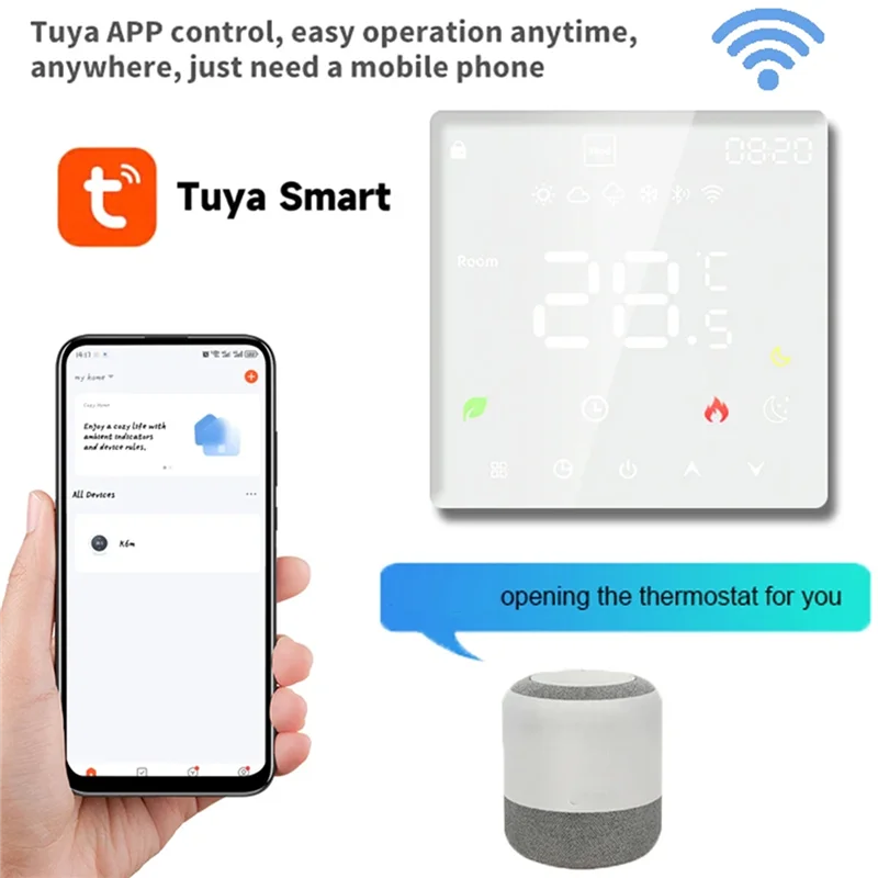 ABGN Tuya Wifi Smart Thermostat Electric Floor Heating TRV Water Gas Boiler Temperature Voice Remote Controller 16A Durable
