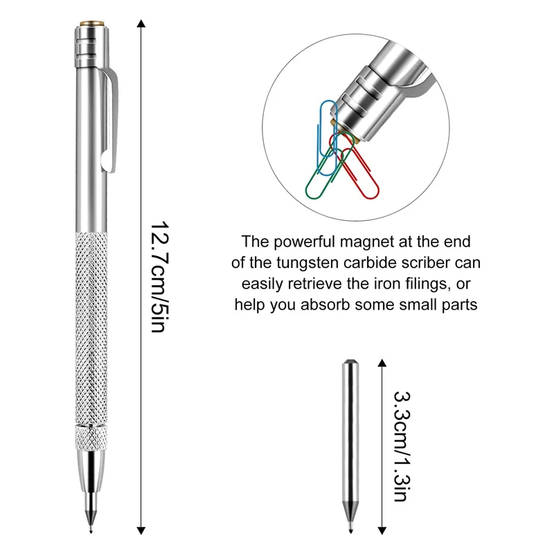 ناسخ كربيد التنجستن بمغناطيس ، قلم نقش معدني ، 10 قطع غيار إضافية ، طرف وضع العلامات ، عبوتان