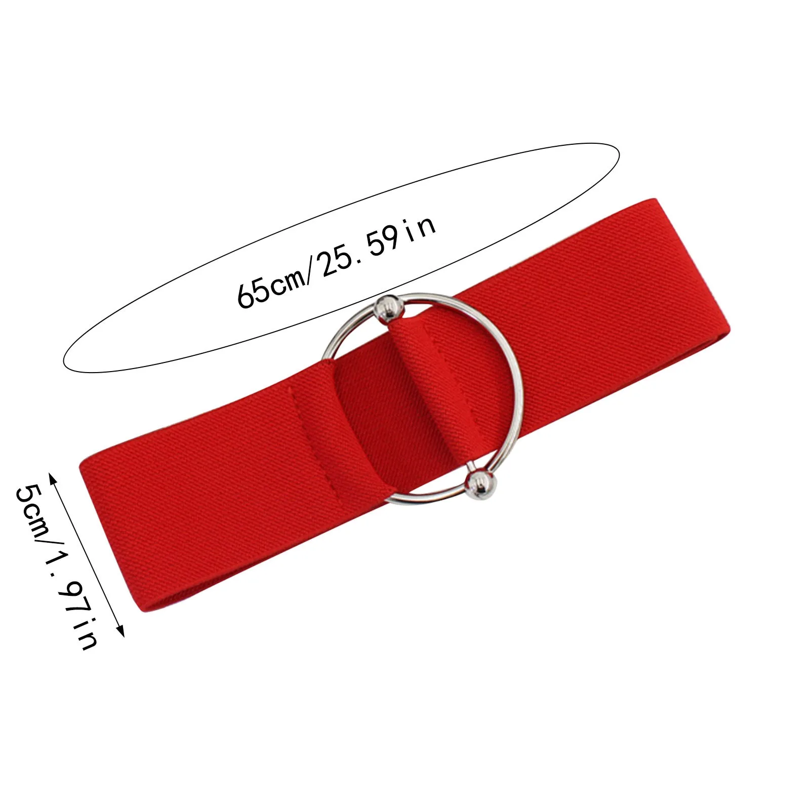 Elastische riem met metalen ringgesp – Koreaanse styling decoratieve tailleband voor dames 5 cm elastiek voor truijurken en rokken