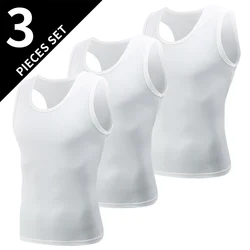 3-Piece Men's Sports Bottoming Wide Shoulder Vest Solid Color Classic Four Seasons Joker Sleeveless Slim Vest Youth Fitness Runn