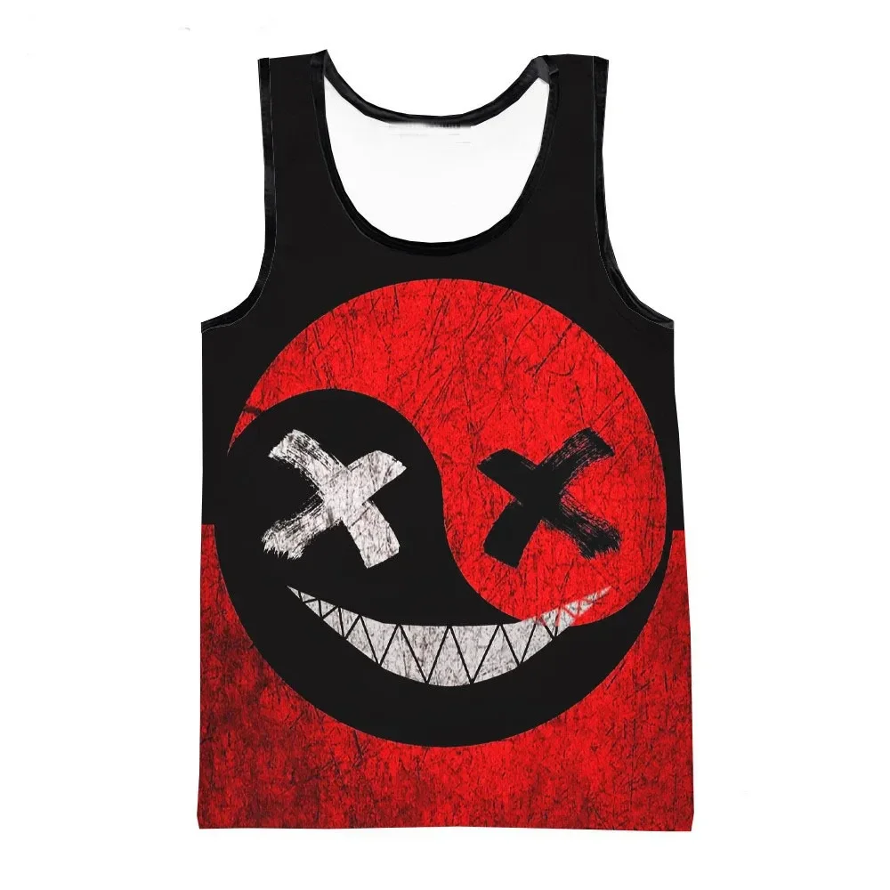 New Men's Fitness Vest 3D Devil Smiling Face Personality Printed Casual Tank Tops Fashion Unisex Streetwear Sleeveless Tops