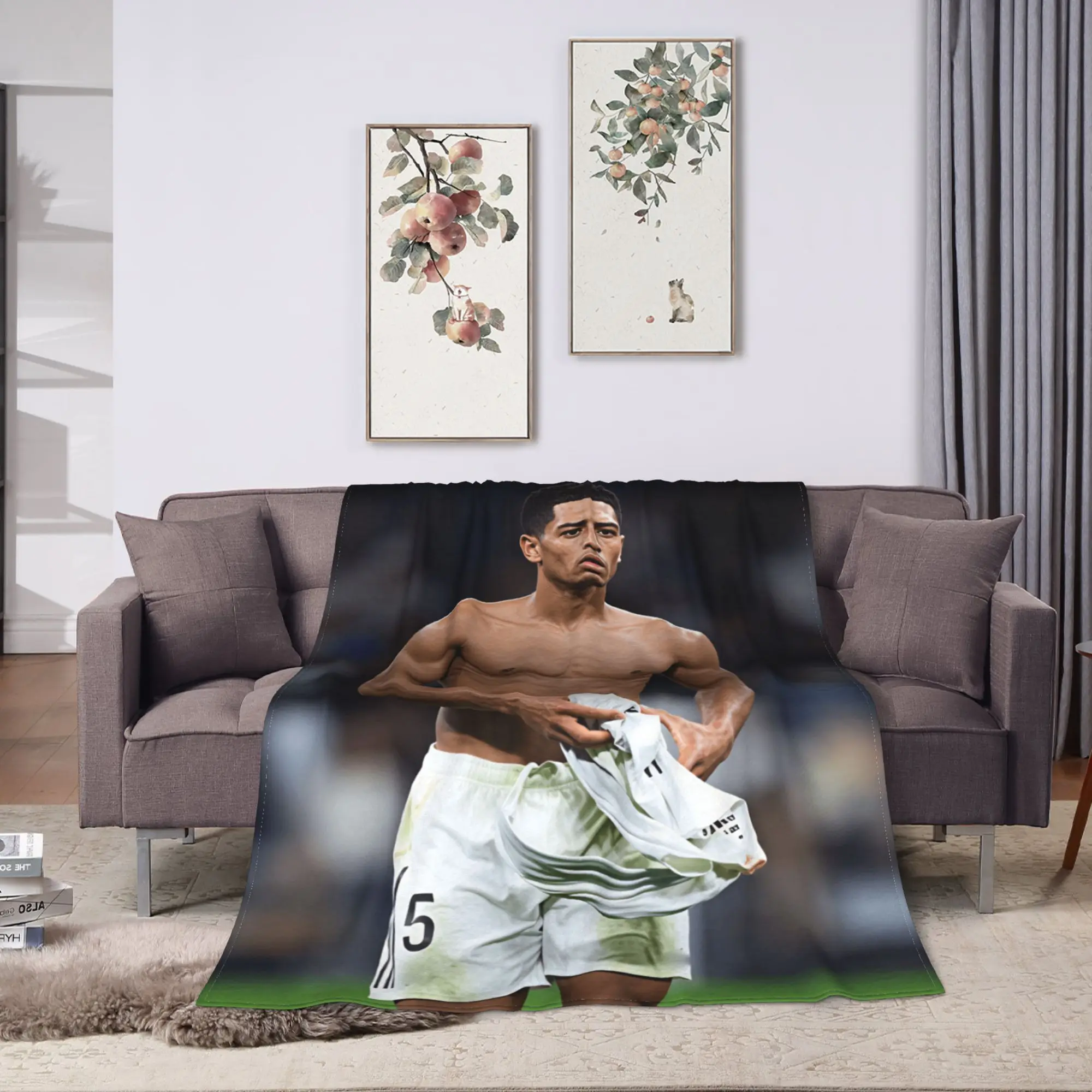 Football J-Jude B-Bellinghams Flannel Blanket Adults  Warm Throw Blanket Autumn Outdoor Bedspread Sofa Bed Cover