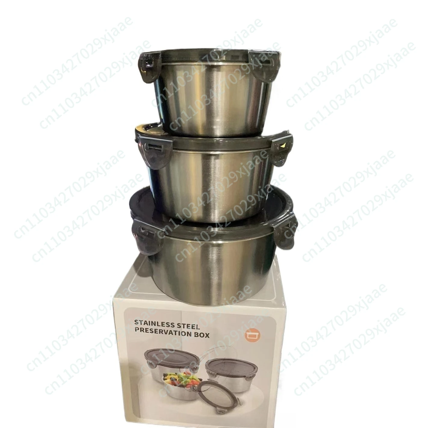 Round stainless steel crisper with lid, sealed and convenient storage crisper for household refrigerators