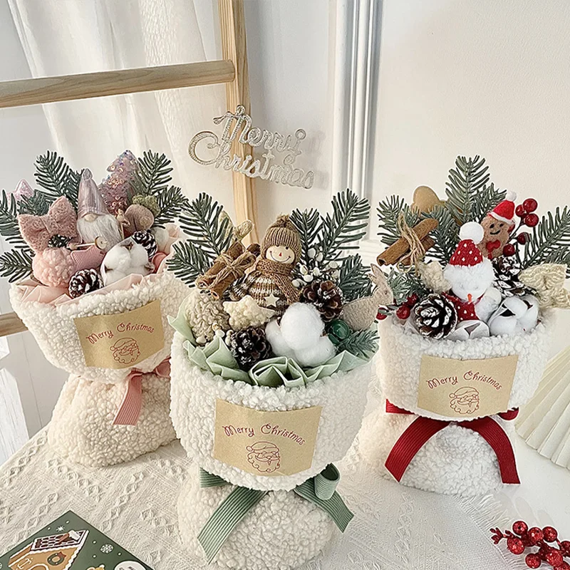 

Christmas Creative Gifts Santa Claus Doll Gift Doll Bouquet Finished Decorations Gifts For Children'S Girlfriends Birthday Gift