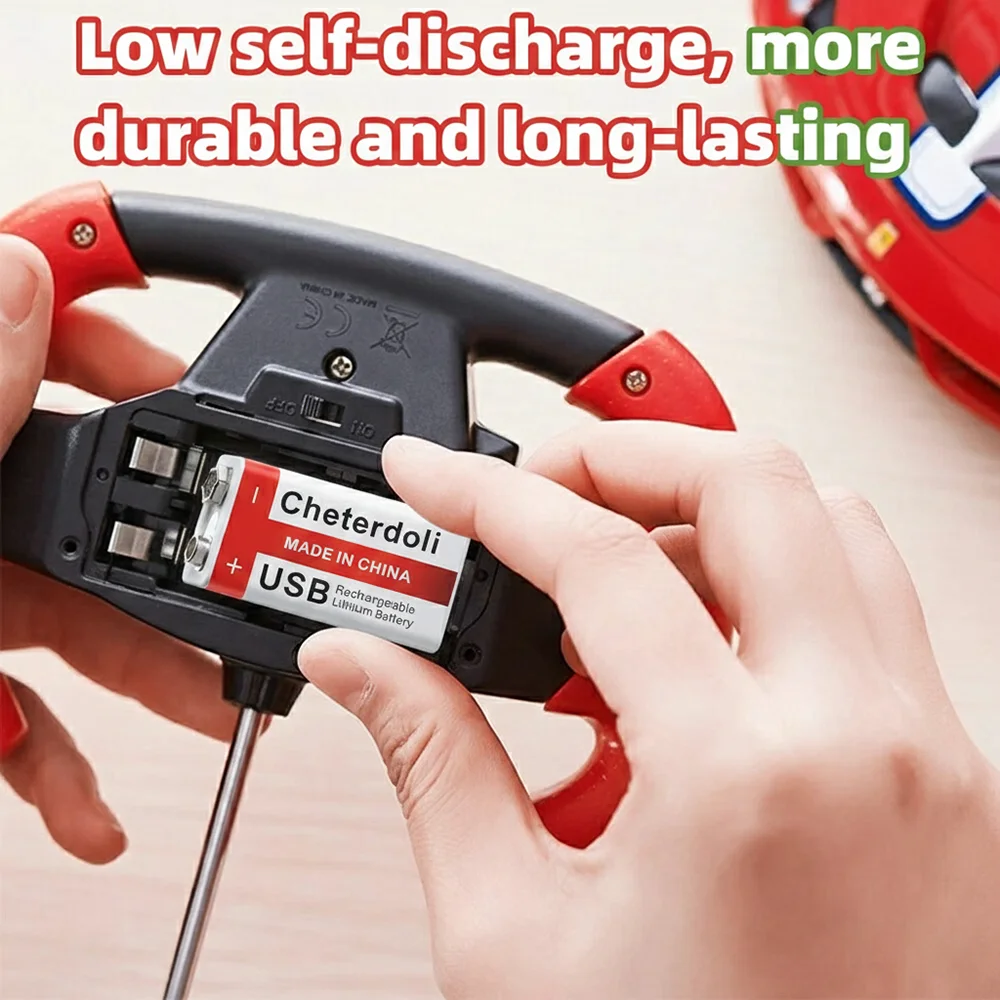 

High Capacity 9V Battery 9900mAh Rechargeable 6F22 Li-ion for Wireless Doorbell Tracker Smoke Alarm Electronic Lock Calculator