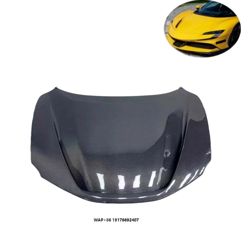 New High Quality Carbon Fiber Hood  SF90 Stradale OEM Style Full Dry Bonnet with Bolts Inner Outer Visible Weave