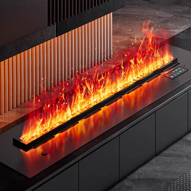 3D Water Mist Electric Fireplace Embedded Realistic Flame Steam with Remote Control APP for TV Wall Living Room Decor