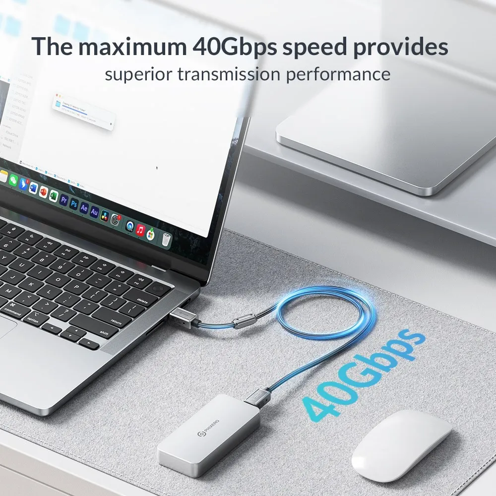 PHIXERO-Thunderbolt Compatível com 4 Cabos, 1M Compatível com Vídeo HDMI, 8 K60 Hz, USB C, 240W, Carregamento Rápido, 40Gbps, Transferência de Dados para iPhone 15