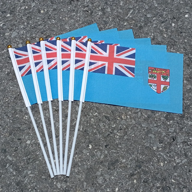 aerlxemrbrae   14*21cm 50pcs  Fiji Banner Hand waving Flag for meet,Parade,party.Hanging,decoration