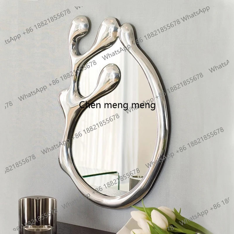 

Entrance decoration irregular art mirror modern stainless steel bathroom mirror living room fireplace wall mirror