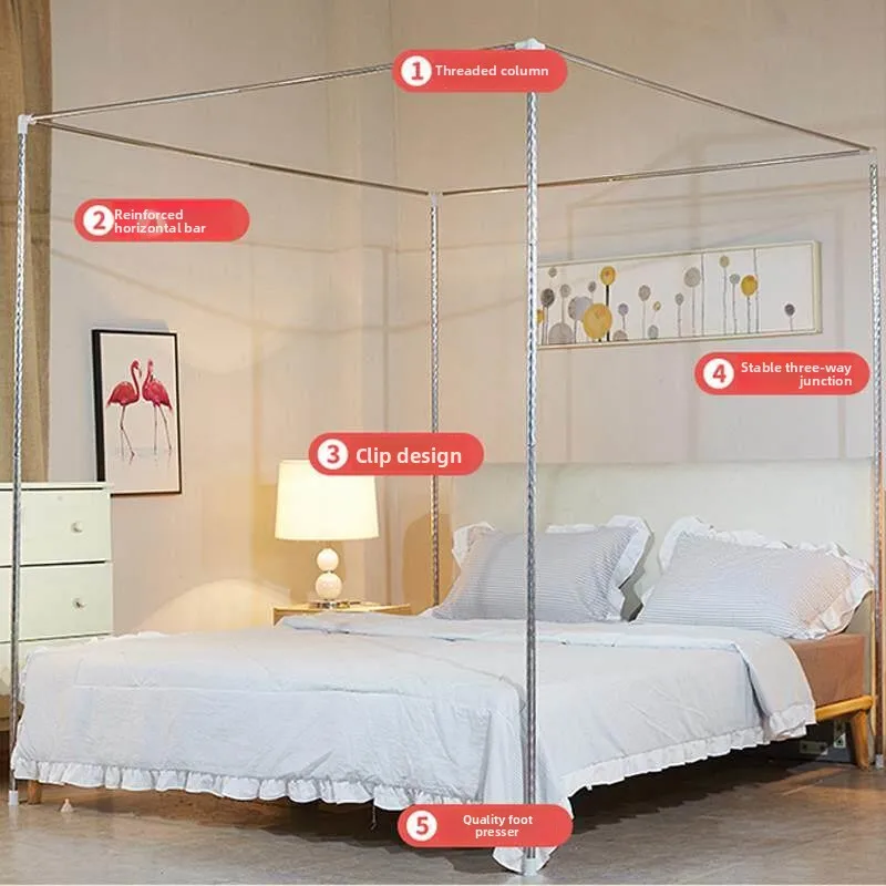 Thickened And Strengthened Metal Mosquito Net Stand Bracket Three Door  Style Bedding Accessory Set for Home Use